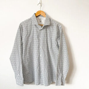Calvin  Klein Extreme Slim Fit Blue Floral Button Down Cotton Shirt Sz XL